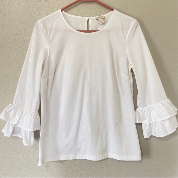 J. Crew Factory Double Ruffle Sleeve Blouse - Picture 7 of 8